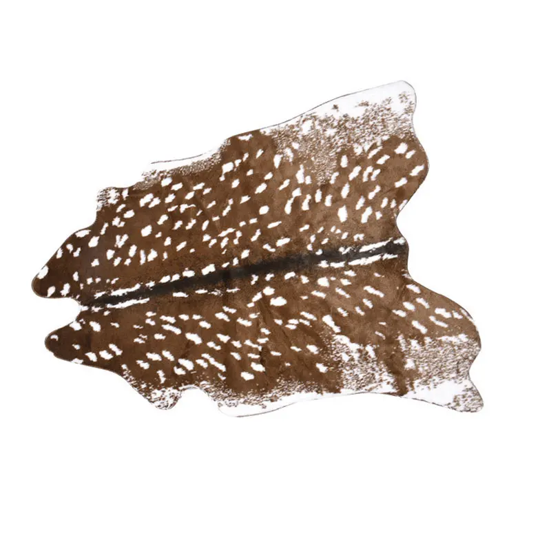 

LISM Faux Cow Hide Rug Sika Deer Skin Rug Imitation Animal Skin Pelt Shape Handmade Simulation Leather Floor Area Carpert