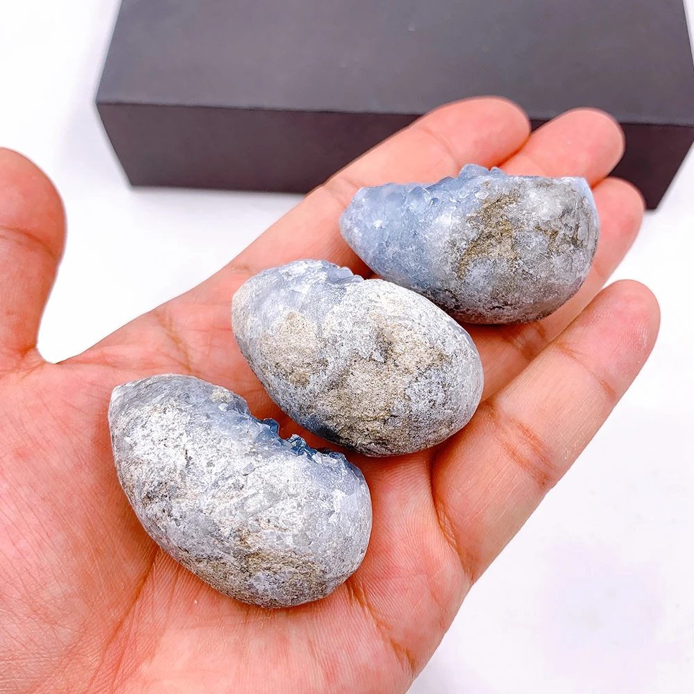 

1PCS Natural Blue Celestite Geode Crystal Quartz Rock Specimen Home Decoration