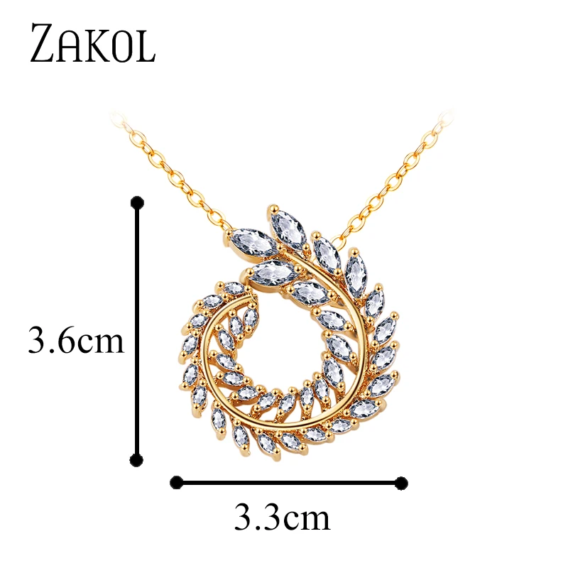 ZAKOL модные 3 цвета плетеная Форма Прозрачный AAA+ CZ цирконий белый цвет женские ожерелья и кулоны для вечерние FSNP062 - Окраска металла: Big Gold Color