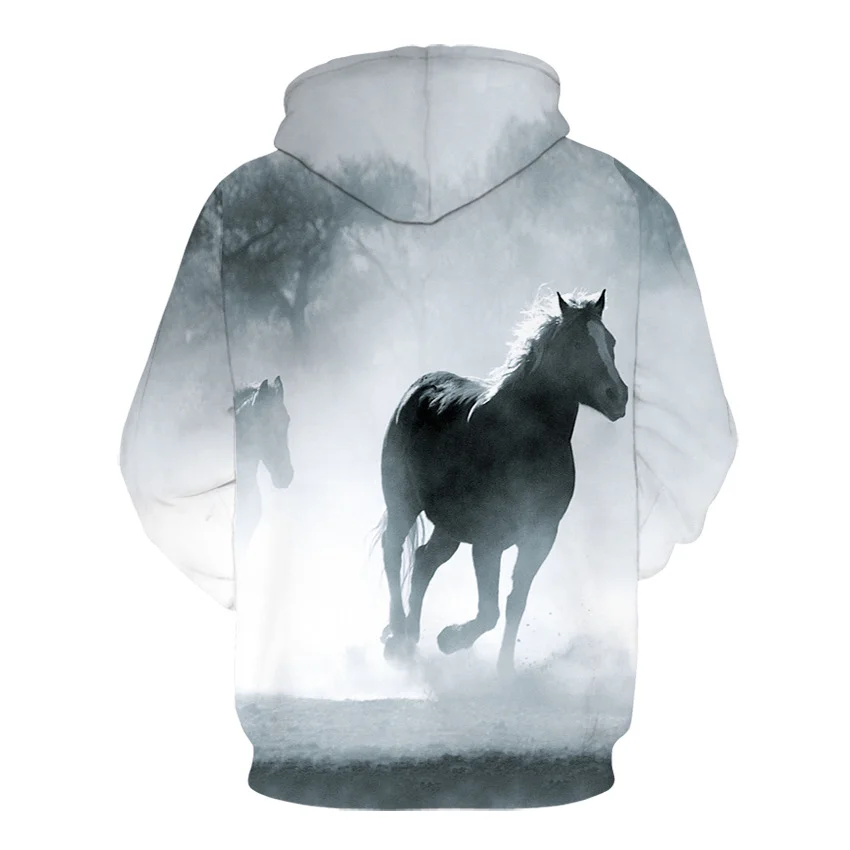 2021 Fall/Winter Men's Hoodie 3d Printing Animal Horse Sweatshirt Pullover Fashion Street Hooded Long Sleeve Coat Men clothing images - 6