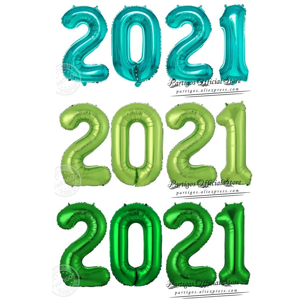 4 шт./компл. 16/32/40 дюймов разноцветные гелиевые шары с цифрами 2021 новогодние