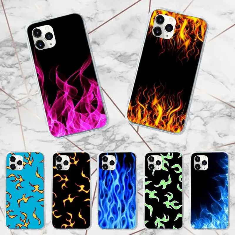 

Fashion Flame art Pattern Phone Case Transparent soft For iphone 12 11 13 7 8 6 s plus x xs xr pro max mini
