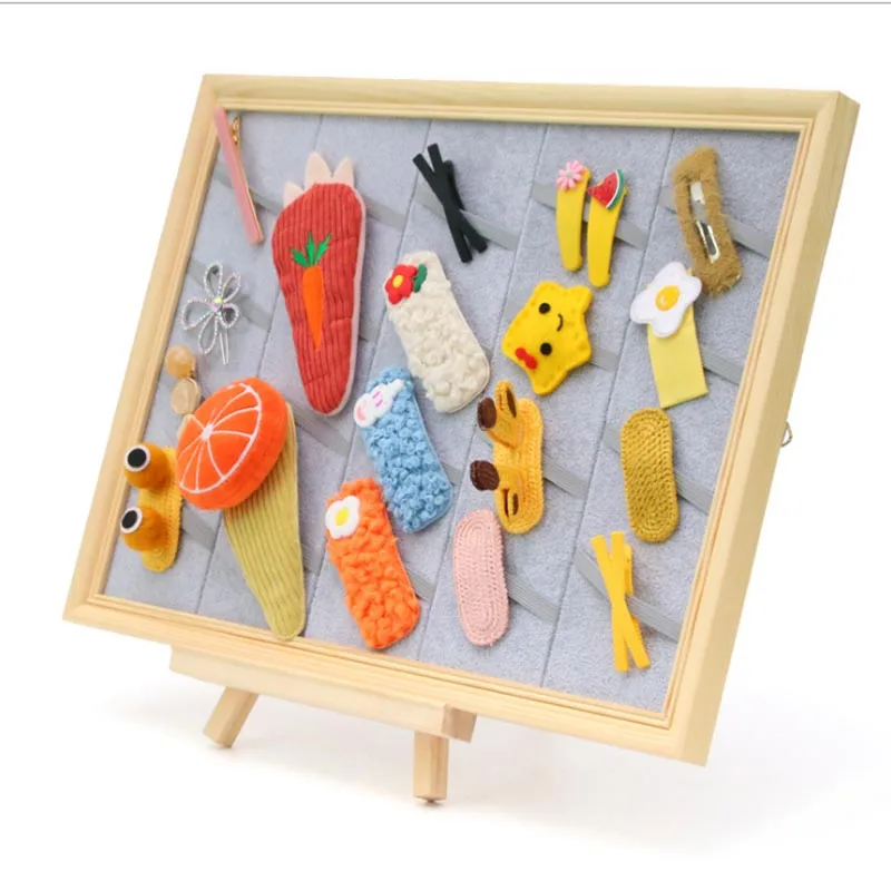 Вельветовая деревянная подставка для демонстрации колец и сережек хранения