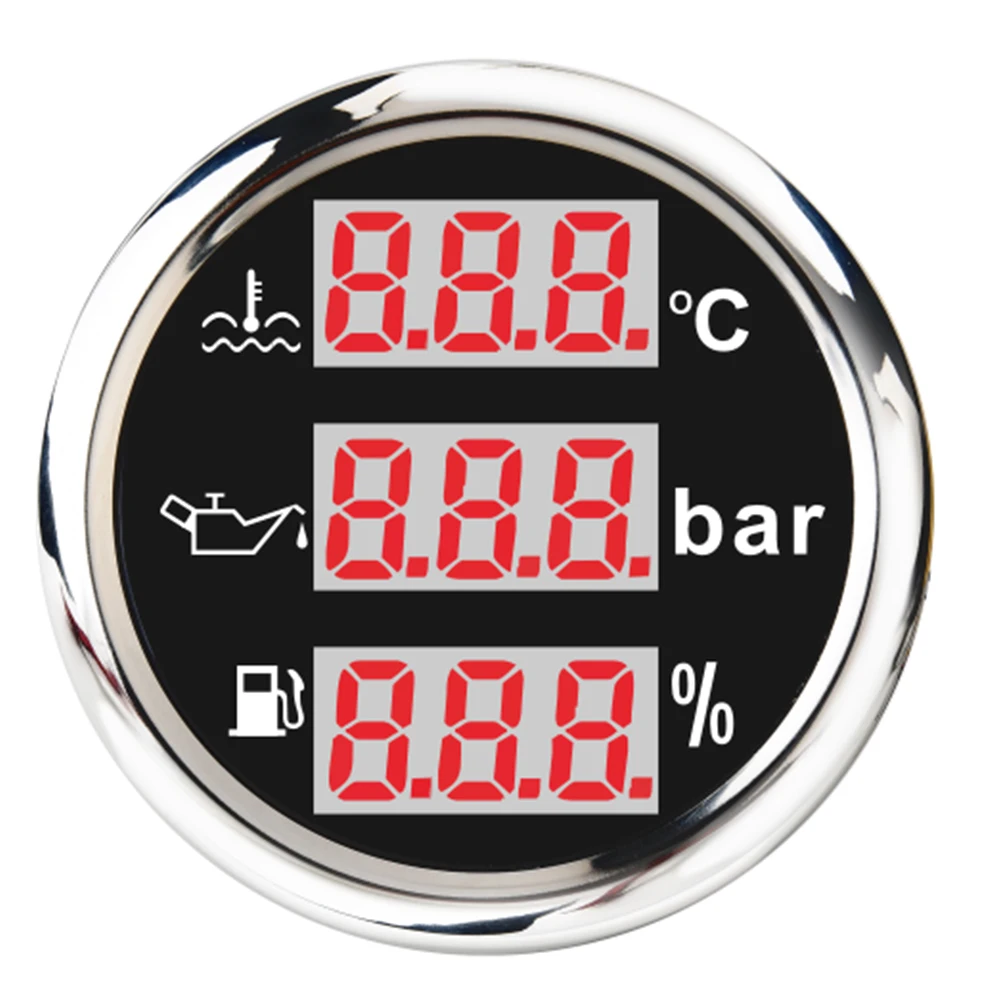 3 в 1 Многофункциональный цифровой датчик 52 мм Датчик температуры воды давления