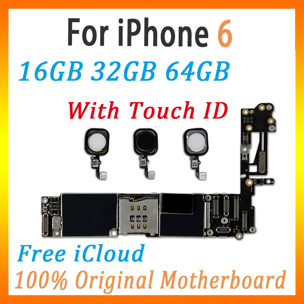 Оригинальная разблокированная материнская плата для iPhone 6 с/без touch ID, бесплатный iCloud для iPhone 6 материнская плата с системой IOS pan
