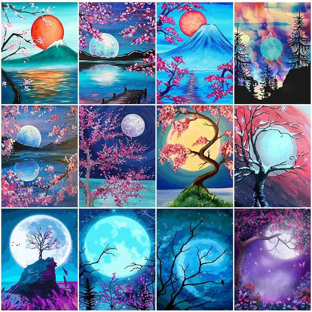 

MomoArt 5D DIY Алмазная живопись пейзаж подарок ручной работы Алмазная вышивка Луна наборы мозаики искусство стены декорации