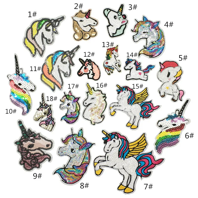 Горячая (18 видов стилей) 1 шт. единорог Радуга лошадь Мультфильм Красочные Блестки