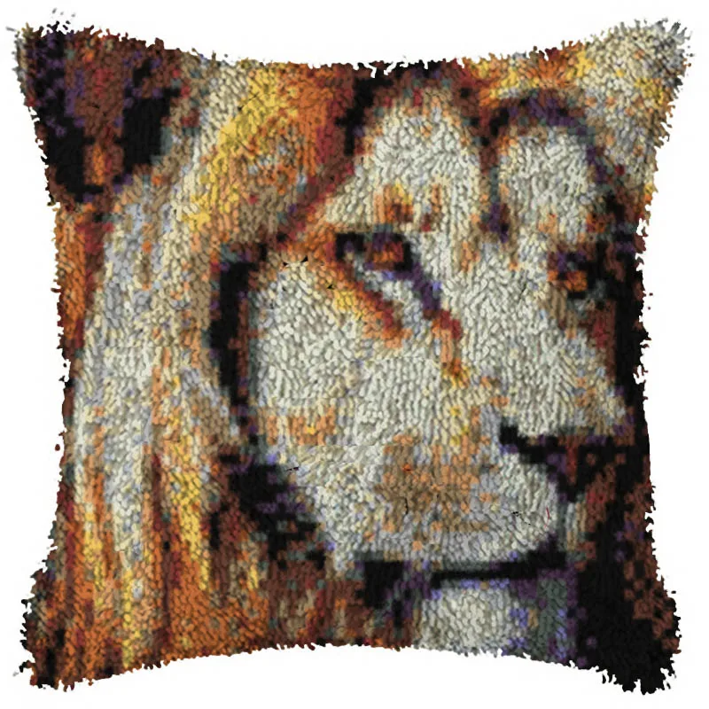 

Lion Latch Hook Kit Make Cushion Flamingo Canvas Crochet Pillow Case Latch Hook Cushion Cover Arts & Craft