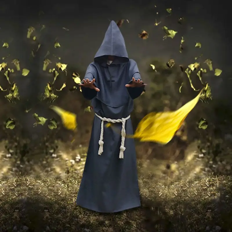 

2022 New Unisex Halloween Robe Hooded Cloak Costume Cosplay Monk Suit Adult Role-playing Decoration Clothing 2020 trend