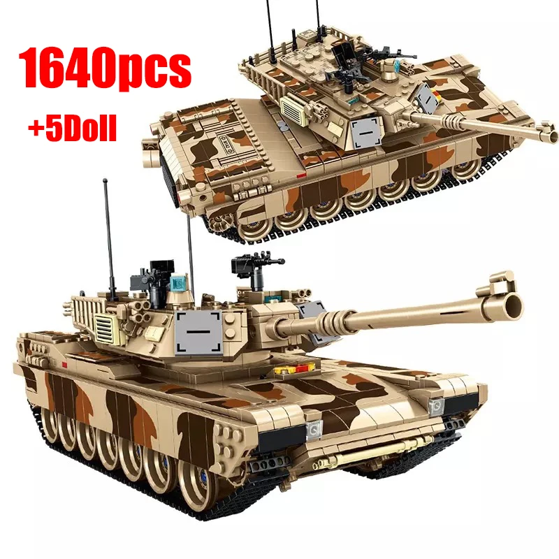 

1630pcs City technical WW2 M1A2 The Abrams Main Battle Tank Building Blocks Military Army Soldier Bricks Toys For Children Kids