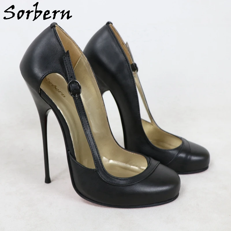 Sorbern Sexy Round Toe Women Pumps 16Cm Metal Stilettos High Heel Hollow Out Side Slip On Shoes Custom Colors Real Leather