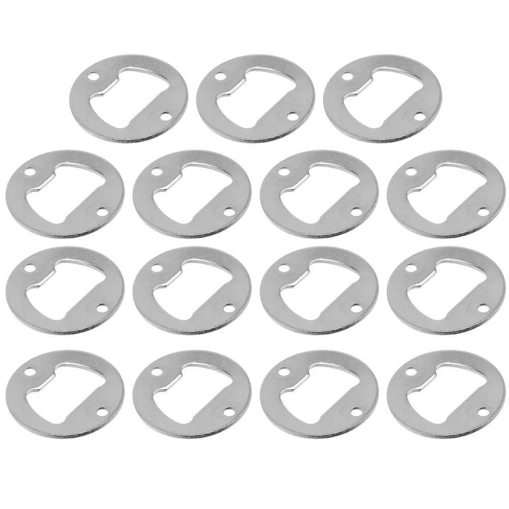 

15Pcs Round Metal Strong Polished Bottle Opener Insert Parts Beer Bottle Opener Silver