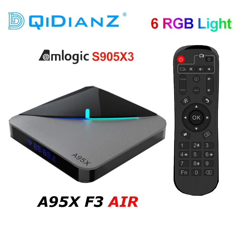 ТВ приставка A95XF3 Air с RGB подсветкой Android 9 0 Amlogic S905X3 8K HD 2 4/стандартный медиа сервер Wi