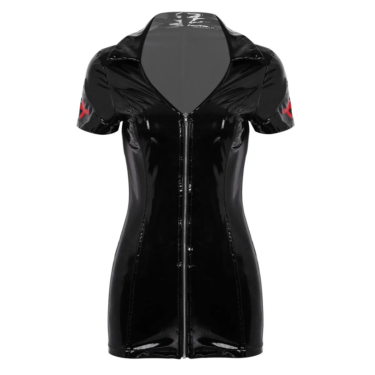 Эротическое платье Wetlook из лакированной кожи женское вечернее Клубное