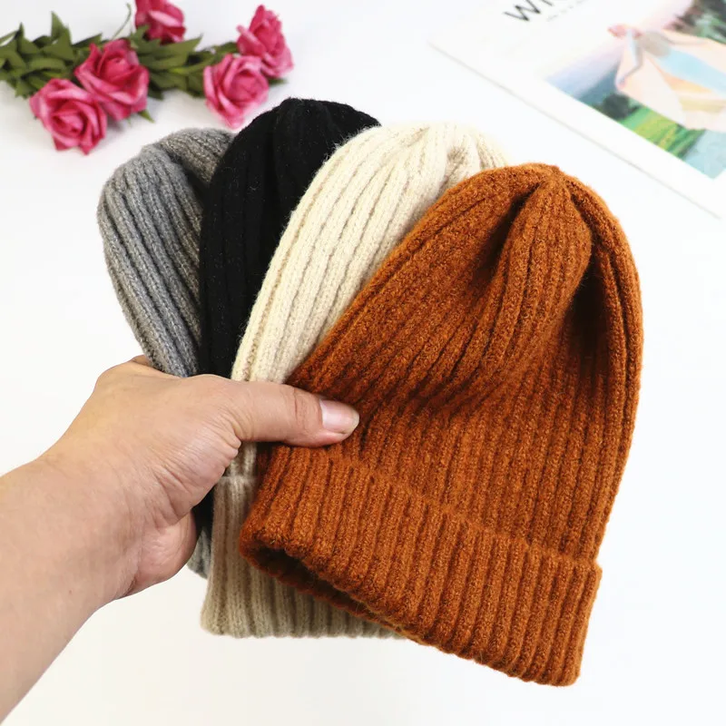

New 15 Colors Knitted Woolen hat Women Korean Version of the Wild Casual Winter Sweet and Cute Soft HIP HOP Skullies Beanies Cap