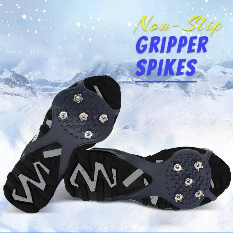 1 Pair Universal Non-Slip Gripper Spikes Anti-Skid Snow Ice Climbing Shoe Spikes 