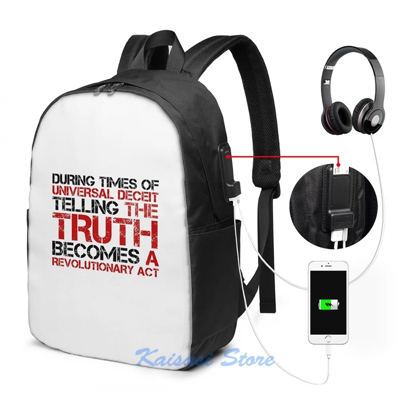 Рюкзак для ноутбука с USB-зарядкой и цитатами Правда | Багаж сумки