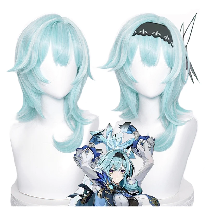

High Quality Eula Cosplay Wig Anime Genshin Impact Heat Resistant Synthetic Hair Wigs + Wig Cap