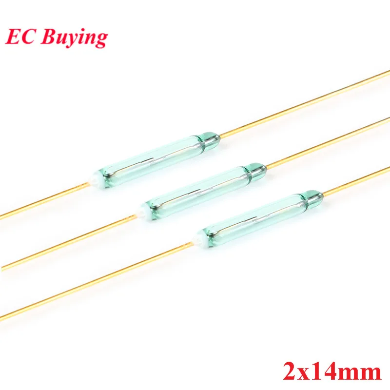 100 шт. язычковый переключатель 2x14 мм 2*14 магнитный управления зеленое стекло