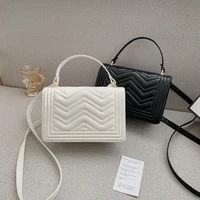 fashion pu leather ripple shoulder bags for women 2020 solid color crossbody messenger purse retro embroidery shopping handbags