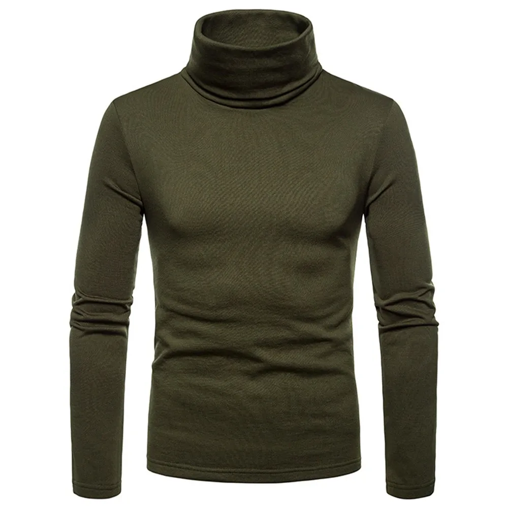 

Men Plus Velvet Warm Underwear High-Neck Long-Sleeved Shirt Bottoming Shirt Tops Ultra-Soft Fleece Lined O Collar Design Stealth