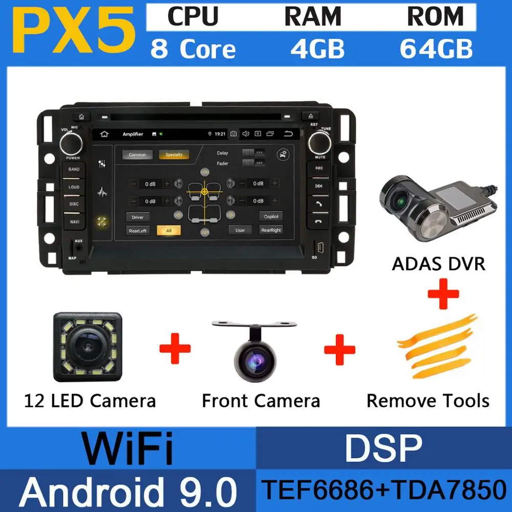 PX5-Adas 5 USB порт Android 9,0 PX6/Восьмиядерный автомобильный DVD для Chevy Chevrolet Cobalt Silverado Suburban Buick Enclave автомобильный Радио gps DSP - Цвет: PX5-Adas