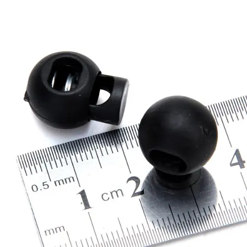 

100 x Black Ball Cord Locks Toggles Round Cordlocks