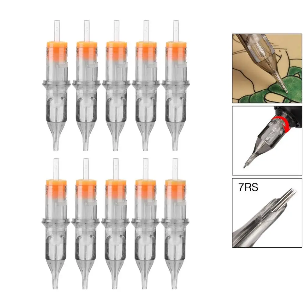 

10Pcs Tattoo Cartridge Needle Disposable Semi-permanent Makeup Fog Eyebrow Tattoo Machine RS Series Supply 3RS / 5RS / 7RS / 9RS
