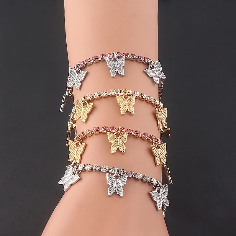 

Temperament Small Butterfly Pendant Anklet Women Popular Butterfly Element Bracelet Shiny Foot Ornaments