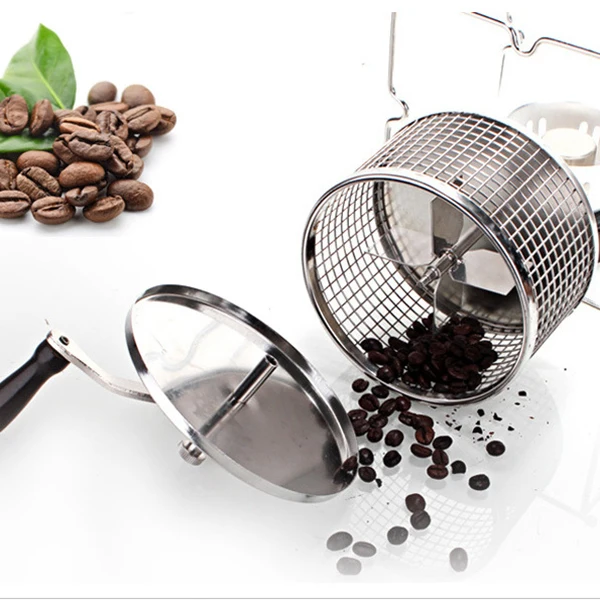 

Stainless Steel Coffee Roaster Manual Hand-Operated Rotary Gas Alcohol Stove Bean Baking Maker Espresso Machine