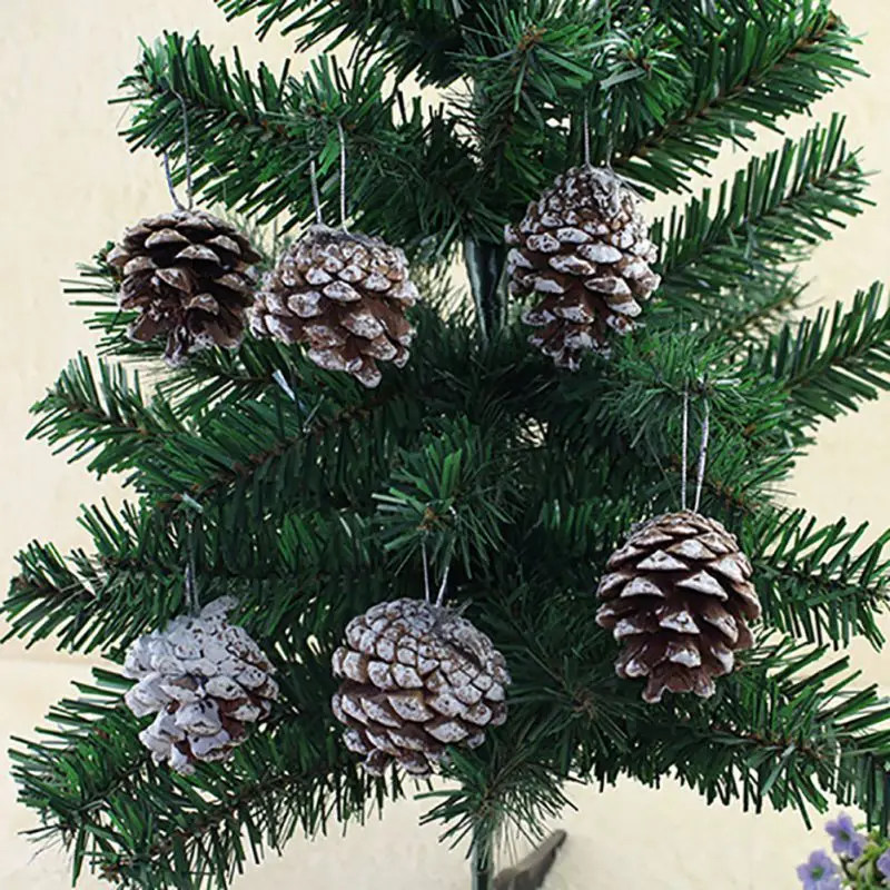 Натуральные деревянные подвесные Pinecone Рождественское украшение для вечеринки
