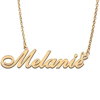 love heart melanie name necklace for women stainless steel gold silver nameplate pendant femme mother child girls gift