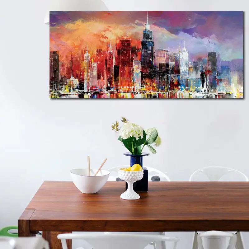 Beste Stad Skyline Canvas Olieverf Willem Haenraets Landschap Schilderijen Reproductie Cityscape Hand Painted Wall Art Woonkamer