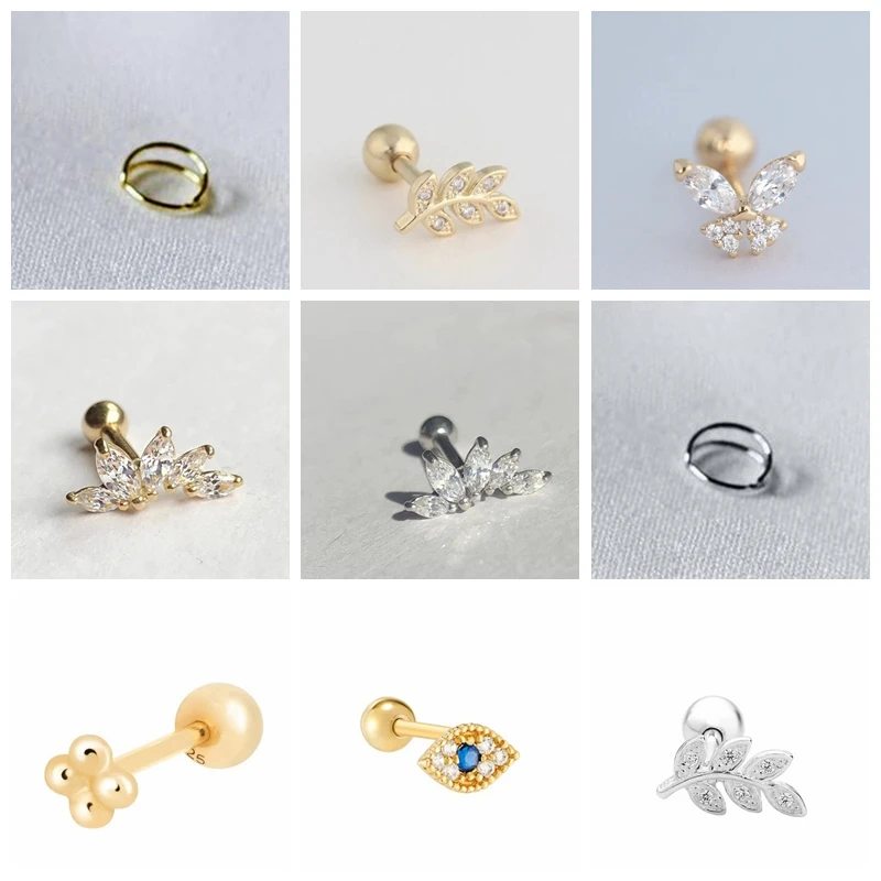 

Stud Earrings For Women Gold Single 925 Sterling Silver Thread Ball Fan Pendientes Kolczyki Earings Aretes De Mujer Jewelry