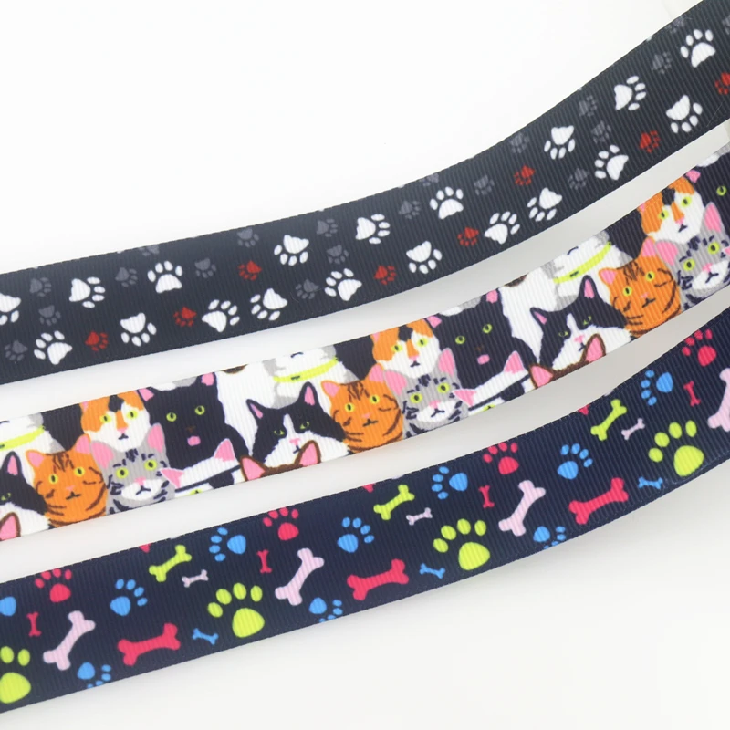 

DUWES 50 ярдов, собака, кошка, лапа, принт, крупнозернистый, искусственный бант, головные уборы, украшения, сделай сам, OEM, оптовая продажа D1575