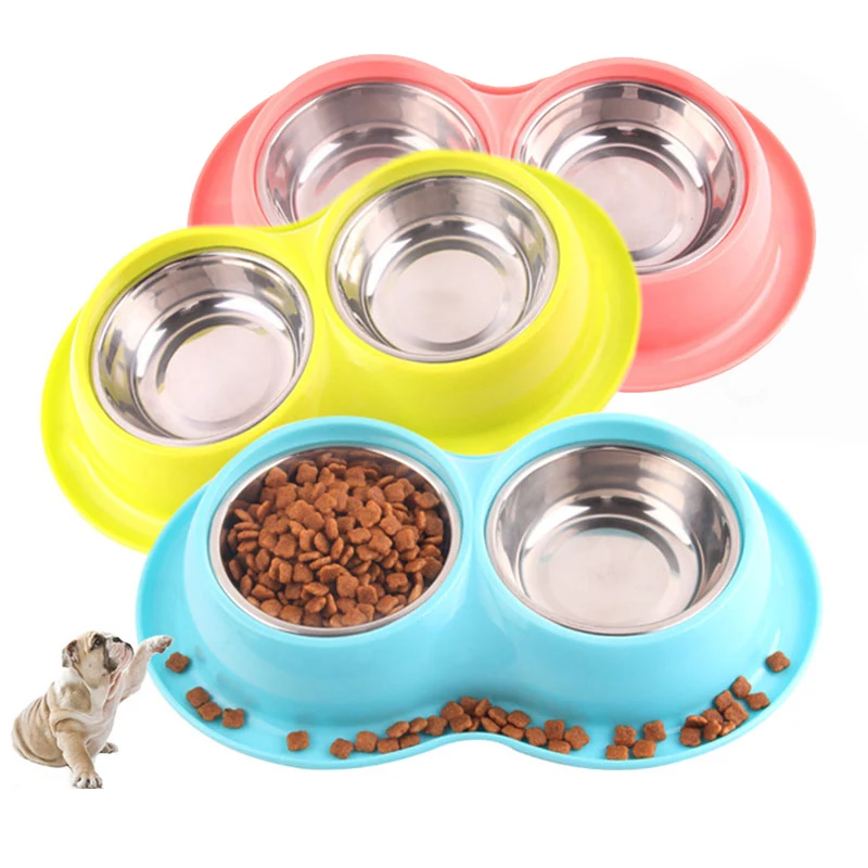 

Pet Supplies 500ml Double Dog Bowl Candy Color Suitable Little Small Animals Light Dog Water Bottle Puppy Slow Eat Tool Cat Bowl