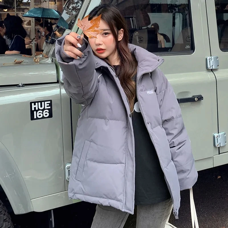 

Winter Short Padded Jacket Women's Winter Small Coat 2021 New Version Loose Solid Color Zipper Bread Outerwear