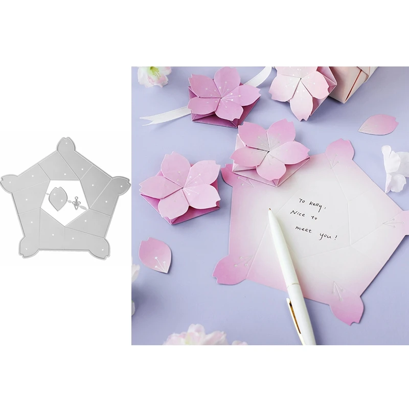 

Pink Cherry Blossom Notes Metal Cutting Dies For DIY Scrapbooking Decorative Embossing Crafts Card Album Making New 2019
