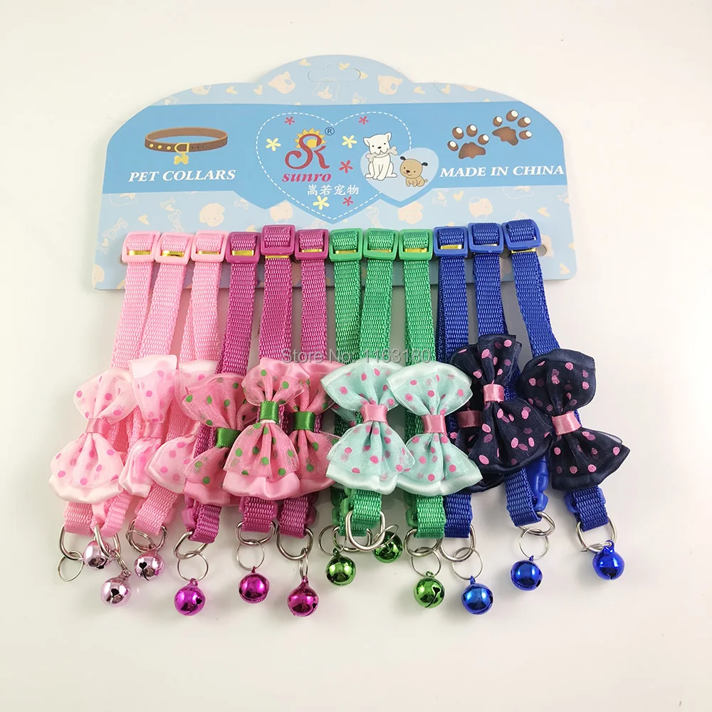 Ошейник 24 шт./лот для маленьких собак кошек щенков нейлоновый бант ошейник с