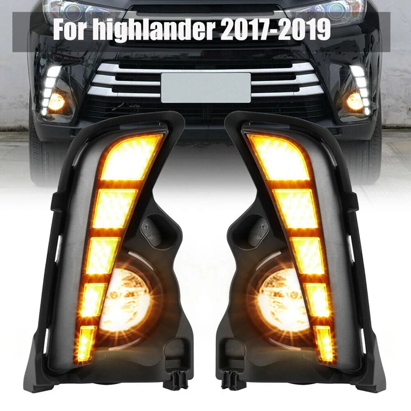 

Для Toyota Highlander 2017-2019 светодиодный дневного Включите свет светильник + туман светильник лампы + жгут проводов