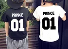 Белые футболки для маленьких мальчиков и девочек летняя футболка принцессы с принцем 01 детская футболка для малышей модные детские футболки