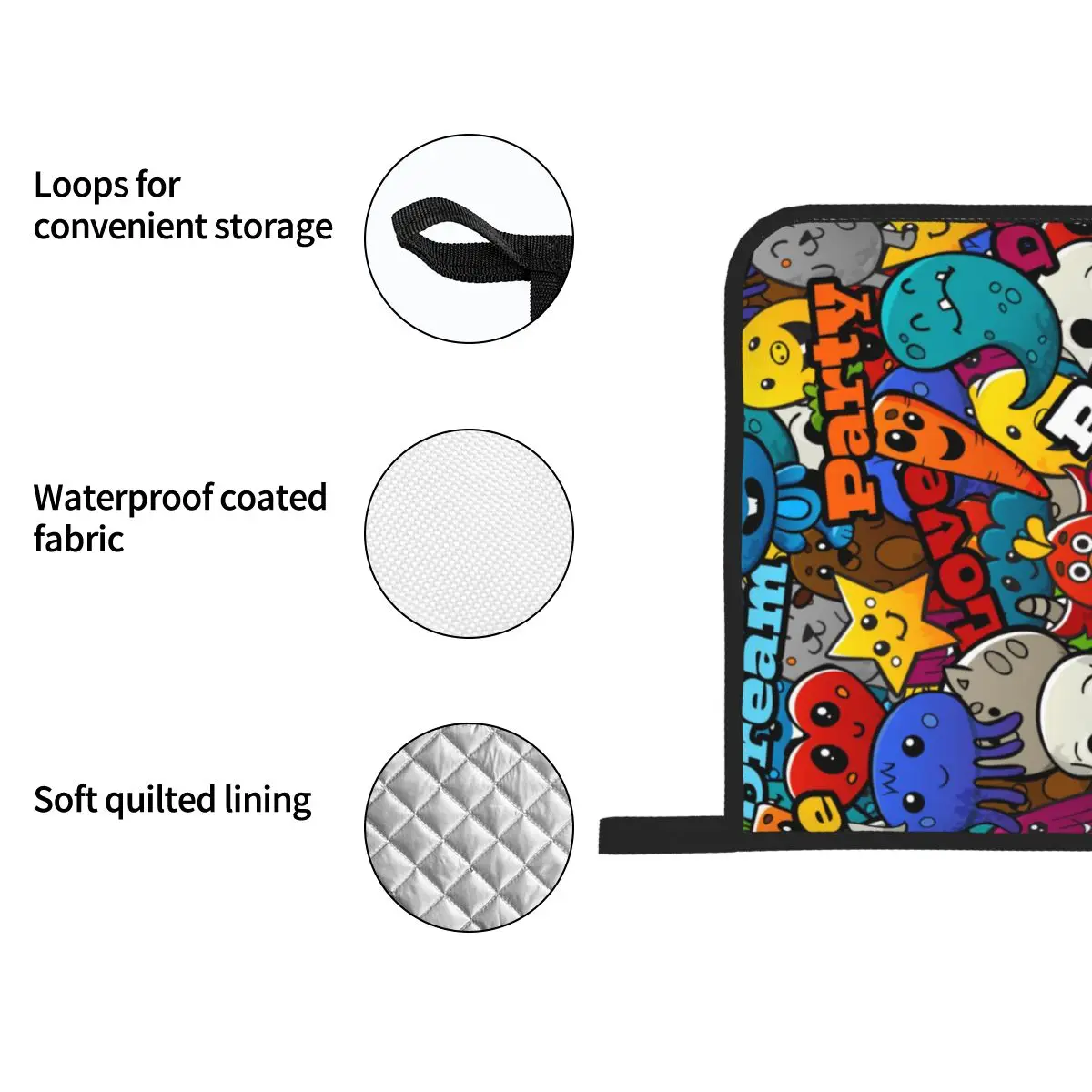

4pcs Oven Mitts Baking Insulation Gloves Graffiti Characters Microwave Heat Resistant Kitchen Gloves Oven Potholder Pad