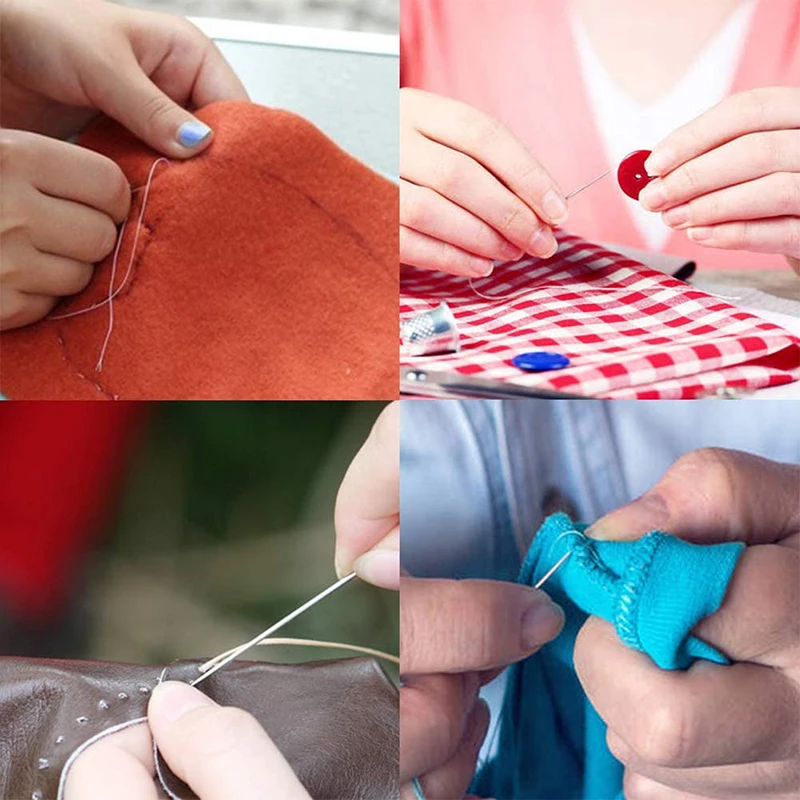 LMDZ Large-Eye Hand Sewing Needles Sewing Sharp Needles Leather Needle Fabric Cross Stitch Needles with Plastic Sewing Bottle