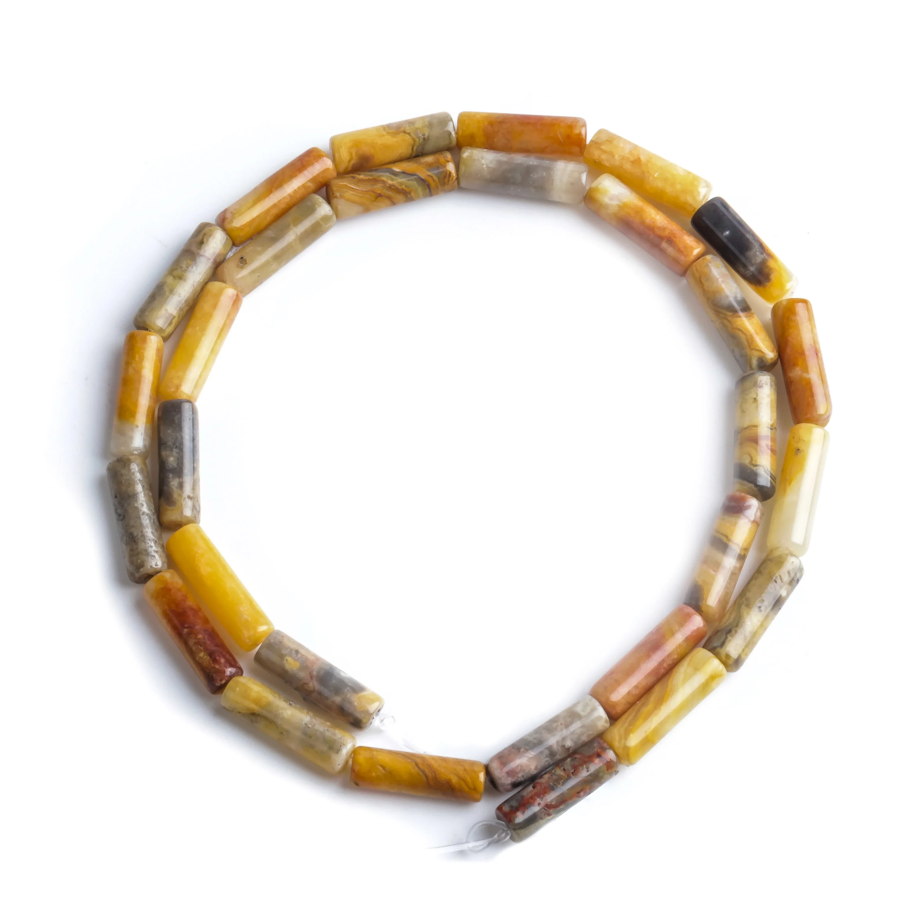 

Natural Stone 4x13mm Crazy Agate Bucket Beads Cylindrical Beads Loosely Spaced Bead Septa Beads DIY Necklace Bracelets Earrings