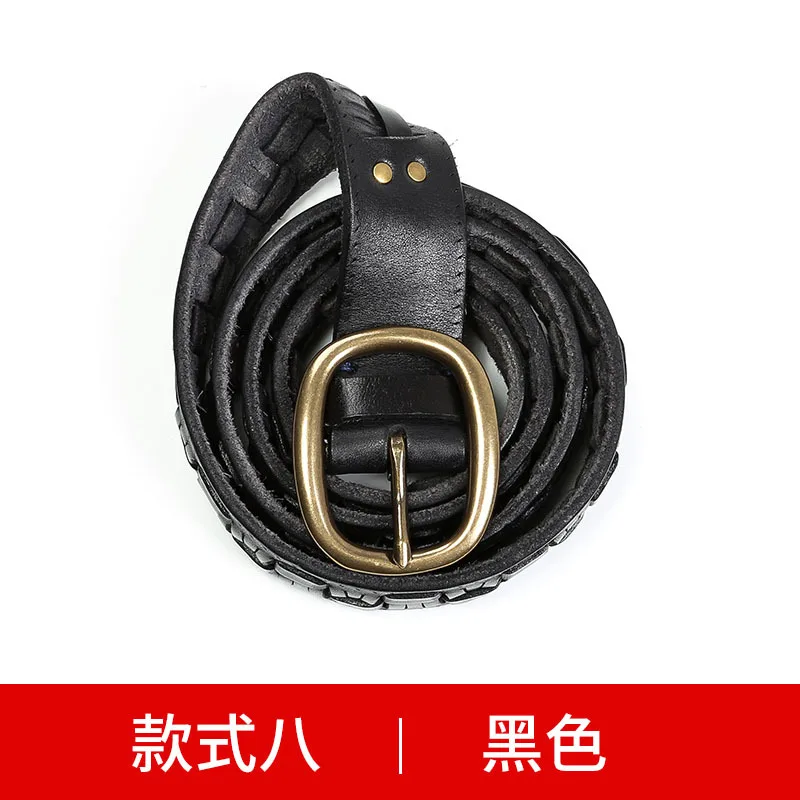 Ремень мужской из натуральной кожи роскошный винтажный широкий пояс для джинсов