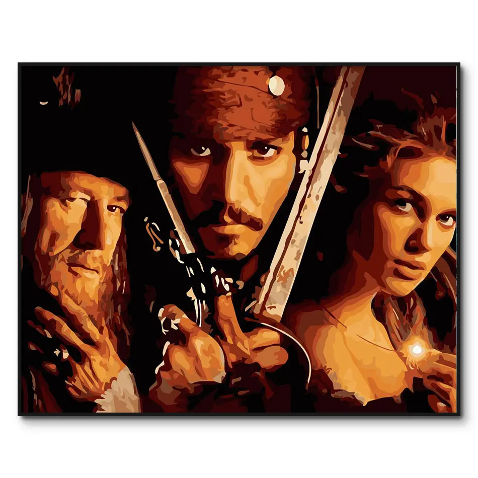 DIY картина Jack Sparrow на стену живопись маслом по номерам домашний декор фильмы