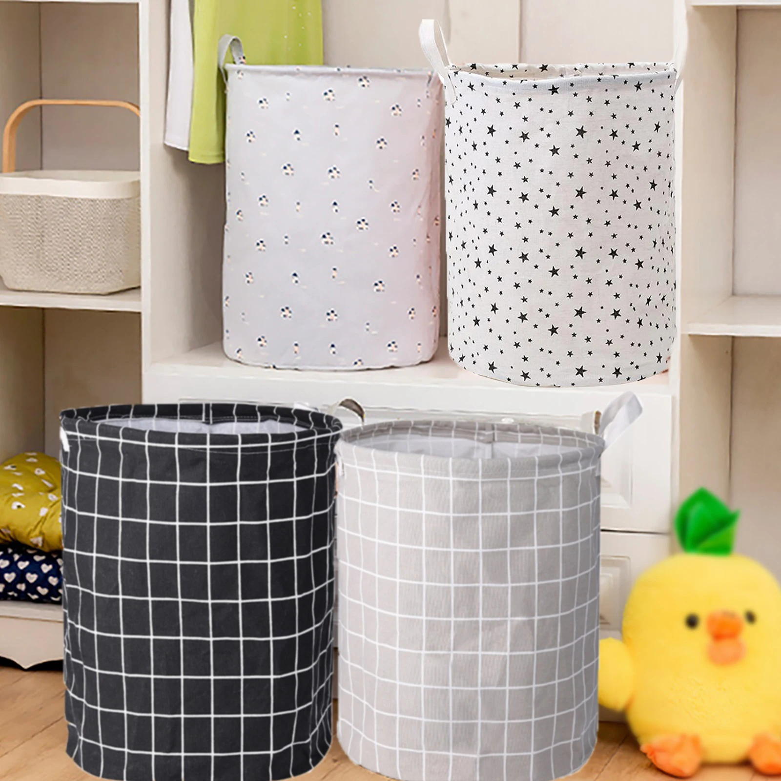 

Laundry Organizer Basket Canvas Waterproof Large Capacity Laundry Hamper Dirty Clothes Storage Bag Toy Home Storage Bin 34x40cm