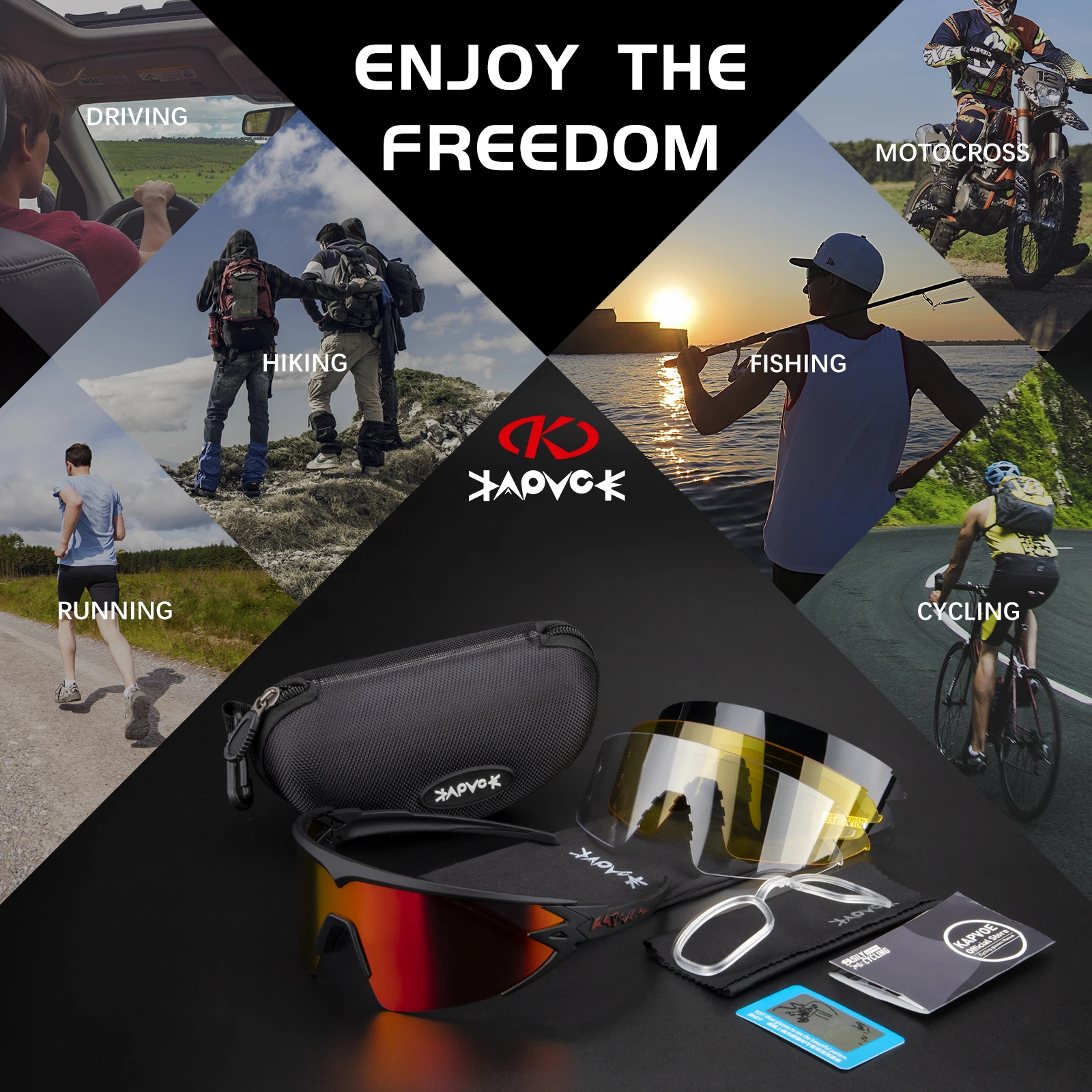 

Kapvoe Unisex Ski Windproof Goggles Outdoor Sports Photochromic Sunglasses Snow Glasses UV400 Mountain Bike Polarized Sunglasses