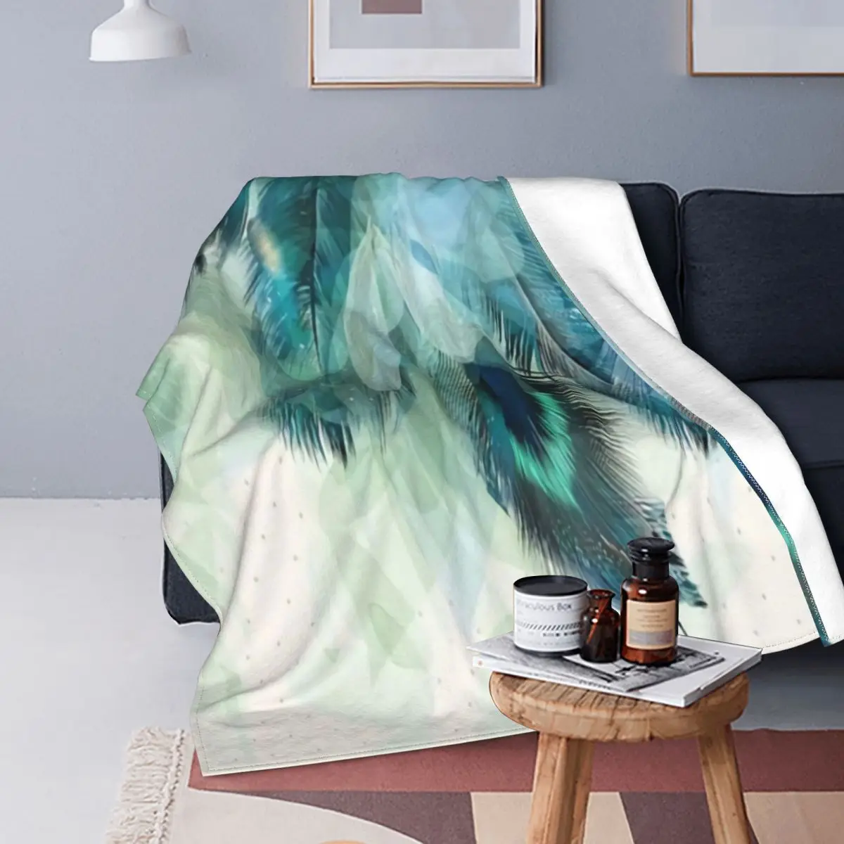 

Одеяло с павлиньими перьями ультра-мягкое Флисовое одеяло 80X60 дюймов теплое одеяло для женщин одеяло для кровати дивана