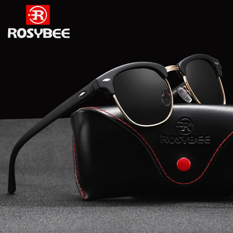 designer sunglasses ROSYBEE UV400 Polarized Sunglasses Men Women Classic Cool Retro Sun Glasses Coating  Man Driving Shades Fashion Male Oculos black cat eye sunglasses